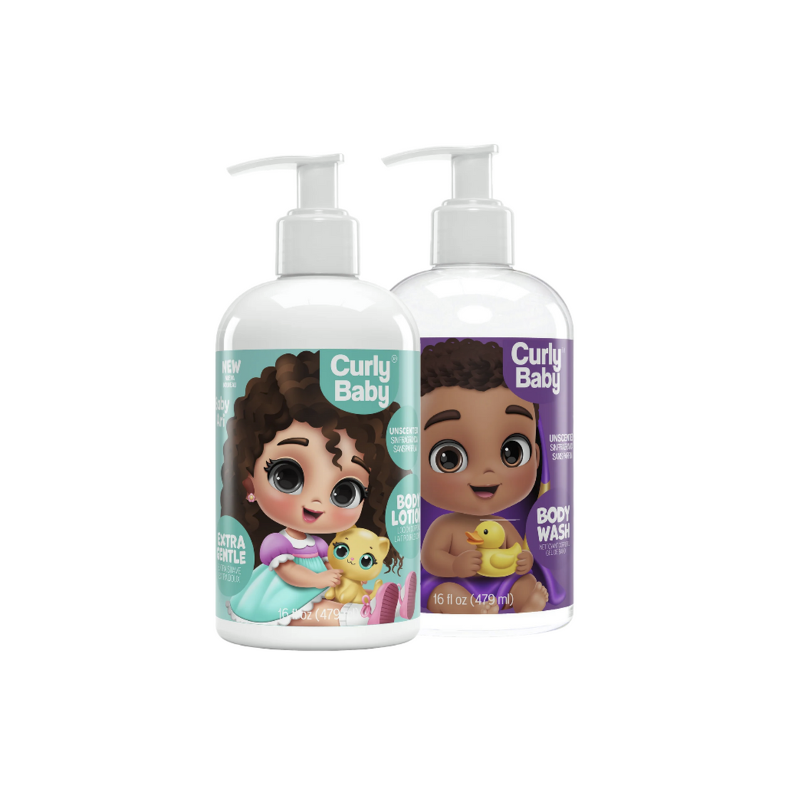 Fragrance Free Body Wash &amp; Body Lotion Bundle -CurlyBaby